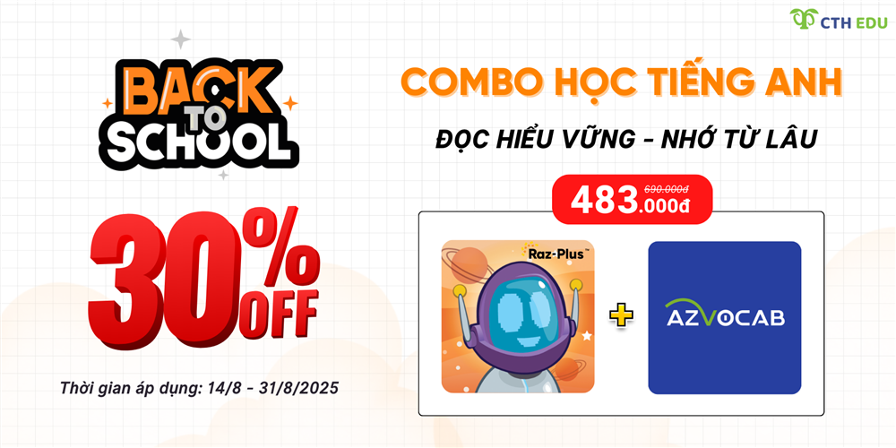 Tặng học bổng 30% khi mua combo Raz-Plus và azVocab 